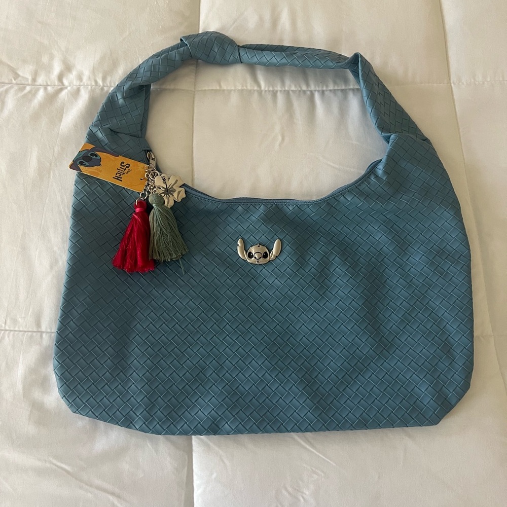 Disney Blue Woven Shoulder Bag with Tassels